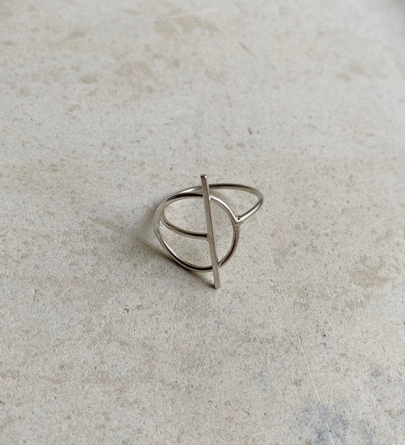 Minimalist Ring, einzigartiger geometrischer Ring, Sterling Silber Ring Bild 1