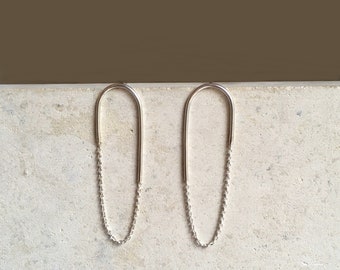 Unique hoops earrings, statement thin silver earrings,dainty earrings