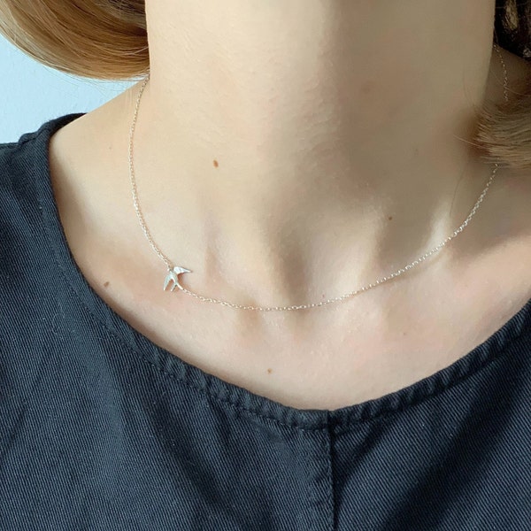 Collier Délicat I Collier Minimaliste En Argent I Collier Hirondelle I Collier Liberté