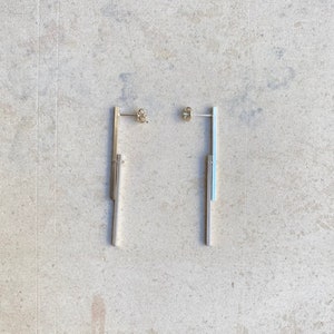 Minimal bar sterling silver earrings, long bar earrings, minimalistic stud earrings, minimal stick earrings