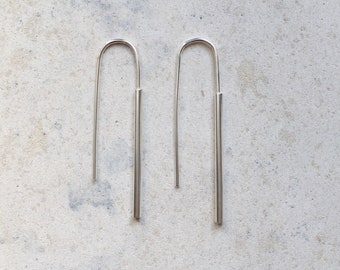Unique hoops, statement  thin silver earrings,geometric earrings