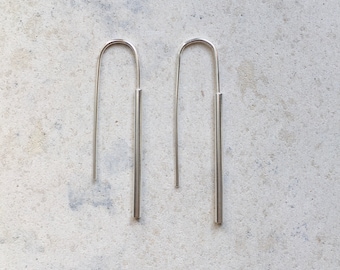 Unique hoops, statement  thin silver earrings,geometric earrings