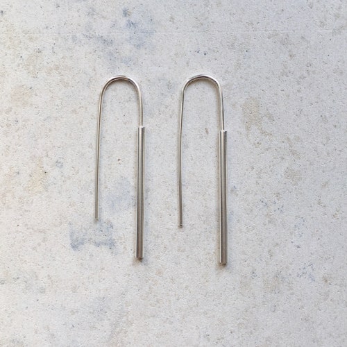Unique hoops, statement  thin silver earrings,geometric earrings