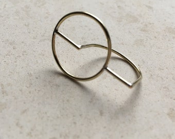 Statement geometric silver ring