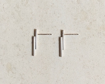 Tube Unique Earrings| Line Earrings|Sterling Silver or Gold Plated Earrings