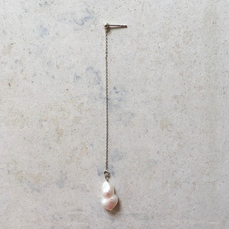 Long Fresh Water Irregular Pearl Earring image 1