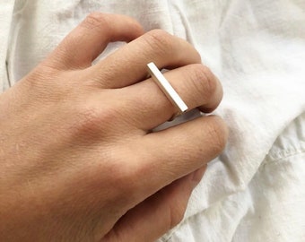 Statement, minimalist line silver ring