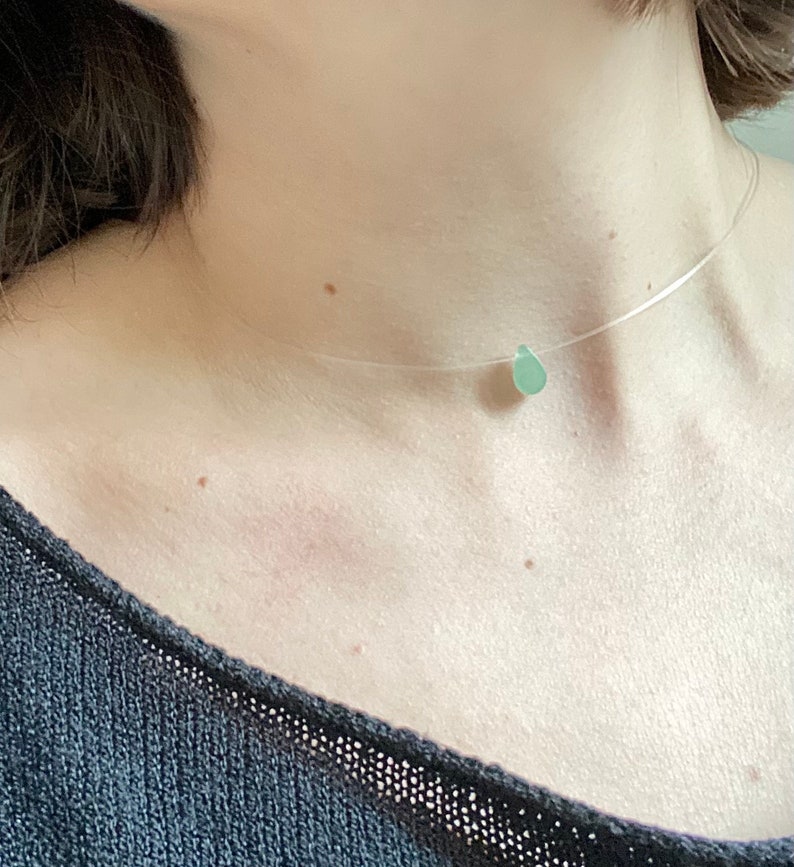 Girocollo delicato e minimalista, collana in pietra naturale immagine 2