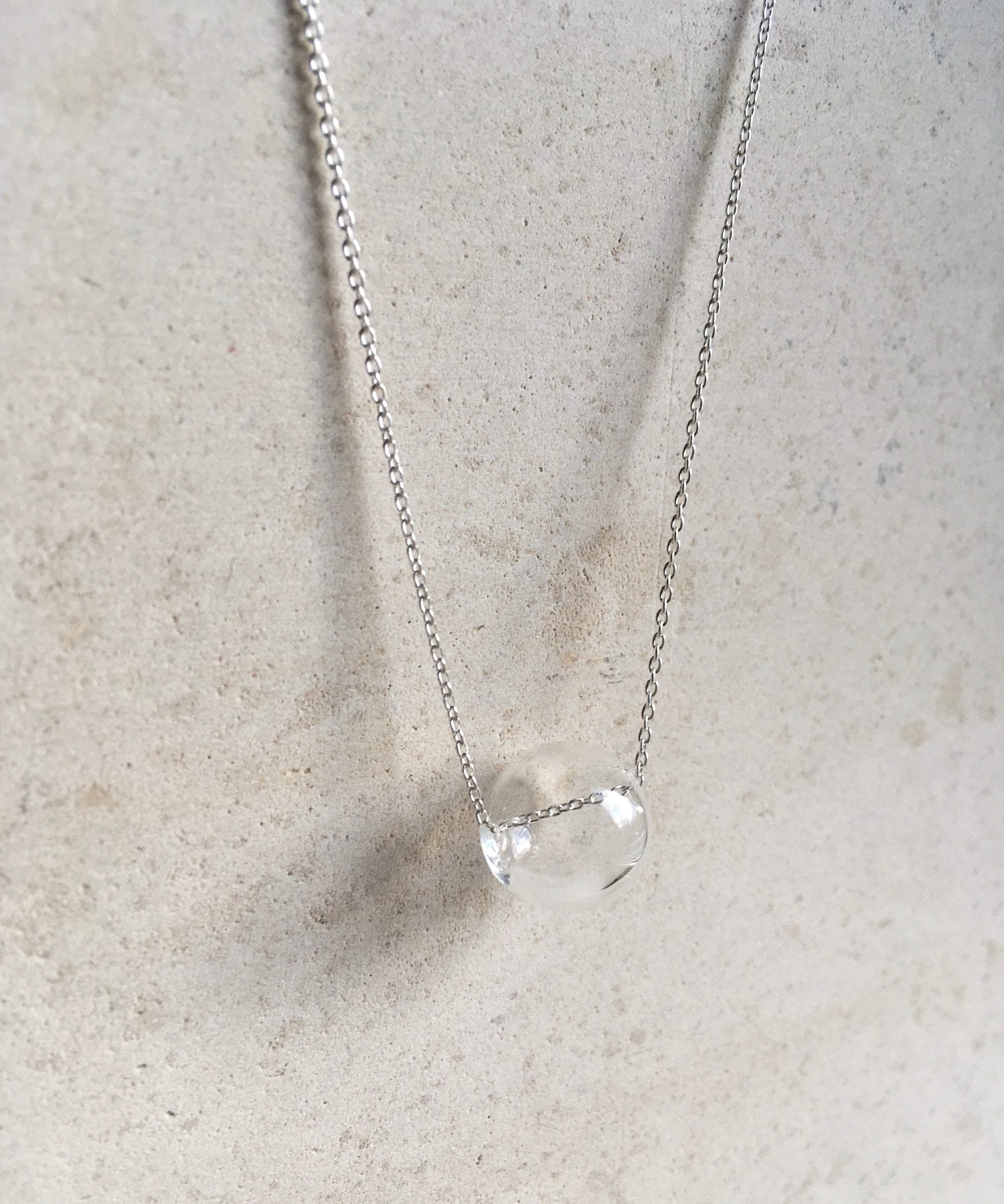 Dainty Necklace I Minimalist Silver Necklace I Glass Bubble - Etsy