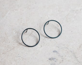 Dainty Earrings Circle Geometric Silver Studs, simple,minimalist hoop earrings