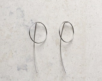 Unique hoops, statement, minimalist hoop silver earrings, dangle earrings