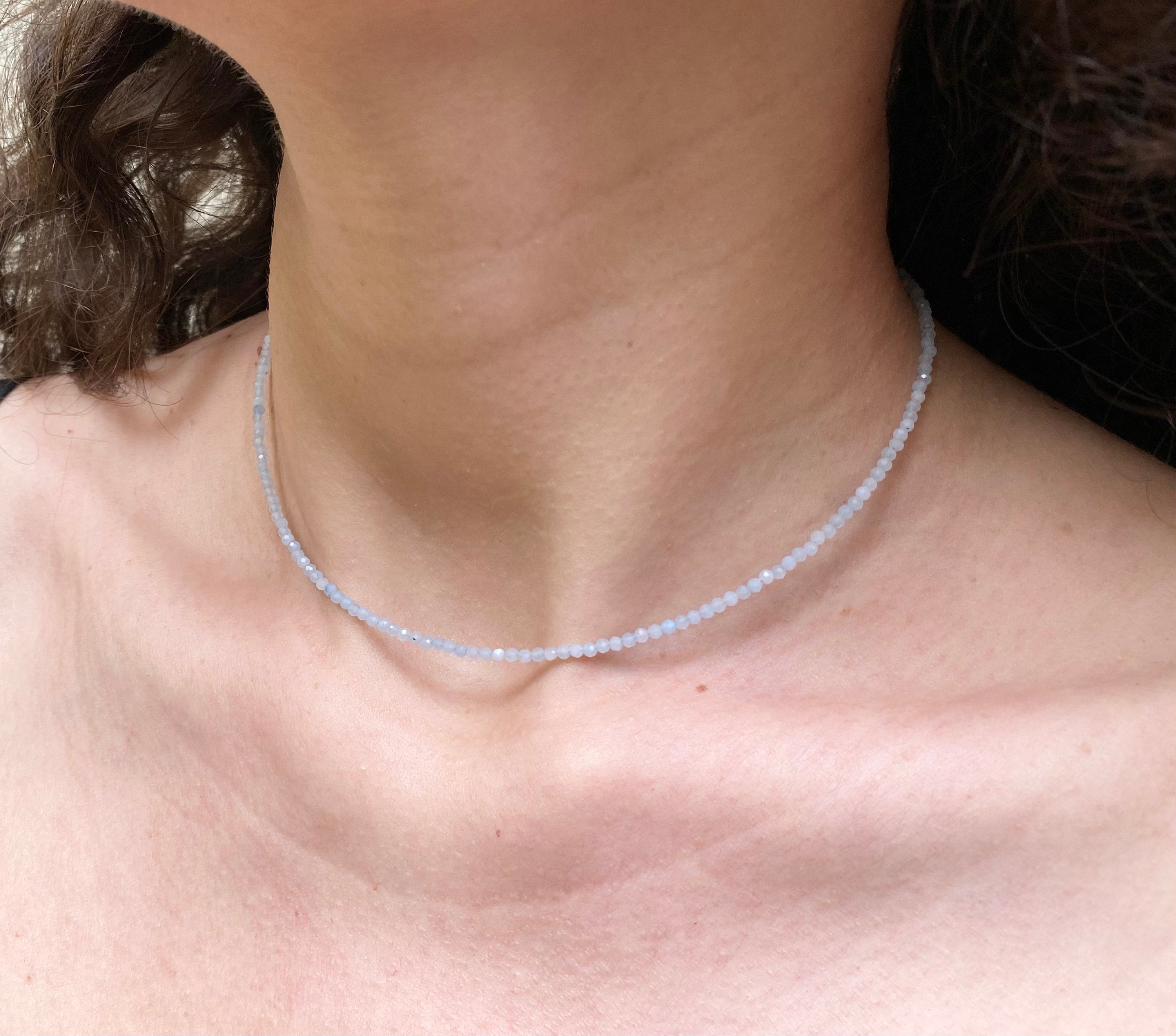 Aquamarin Choker | minimalistische Choker | natürlicher Edelstein | zierlicher Choker