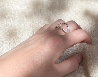 Statement geometric silver ring, minimalist sterling silver ring