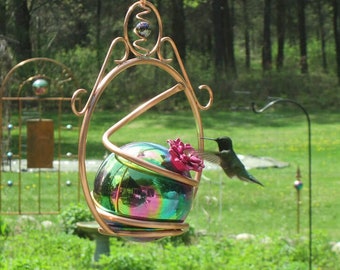 Hummingbird Feeder, Copper Hummingbird Feeder with Stainless Steel Globe