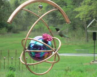Hummingbird Feeder, Copper Hummingbird Feeder with Teardrop Design
