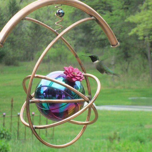 Hummingbird Feeder Copper Hummingbird Feeder With Teardrop Etsy