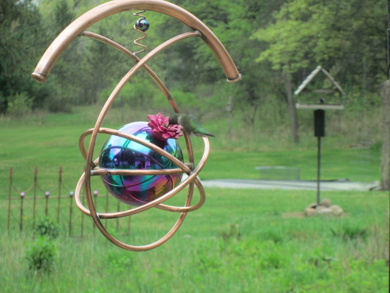 Hummingbird Feeder, Copper Hummingbird Feeder with Teardrop Design image 5