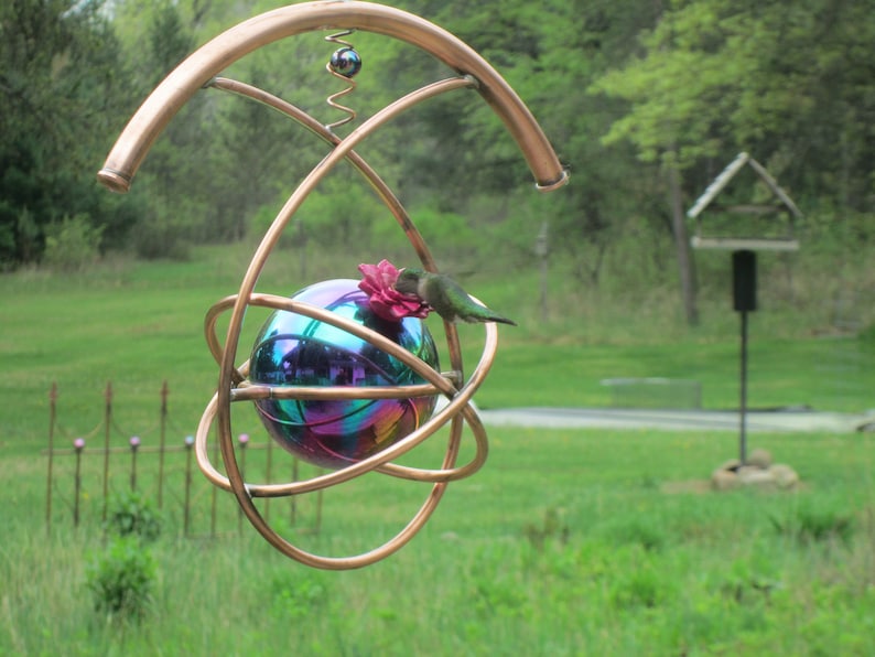 Hummingbird Feeder, Copper Hummingbird Feeder with Teardrop Design image 3