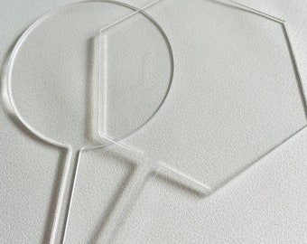 3mm Blank Cake Toppers Paddles | Clear  Acrylic | Perspex| Cake decor | Various Shapes | Sizes & Quantities | FREE SHIPPING
