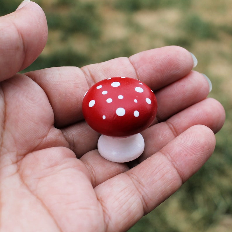 Small Mushroom Cabinet Door Knobs, Cottagecore Decor, Mushie Decor, Woodland Cupboard Knobs, Toadstool Dresser Knobs image 6