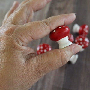 Small Mushroom Cabinet Door Knobs, Cottagecore Decor, Mushie Decor, Woodland Cupboard Knobs, Toadstool Dresser Knobs image 4