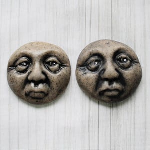 Granite Weathered Moon Face • Polymer Clay Cabochon •Art Spirit Doll Face