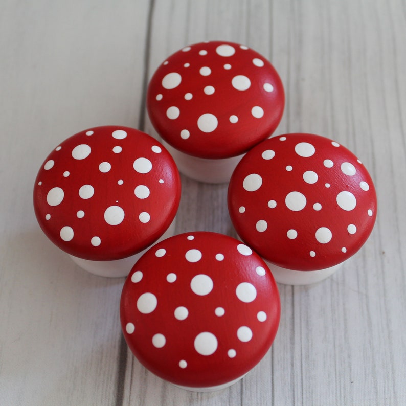 Mushroom Cabinet Door Knobs, Cottagecore Decor, Mushie Decor, Woodland Cupboard Knobs, Toadstool Dresser Knobs image 6