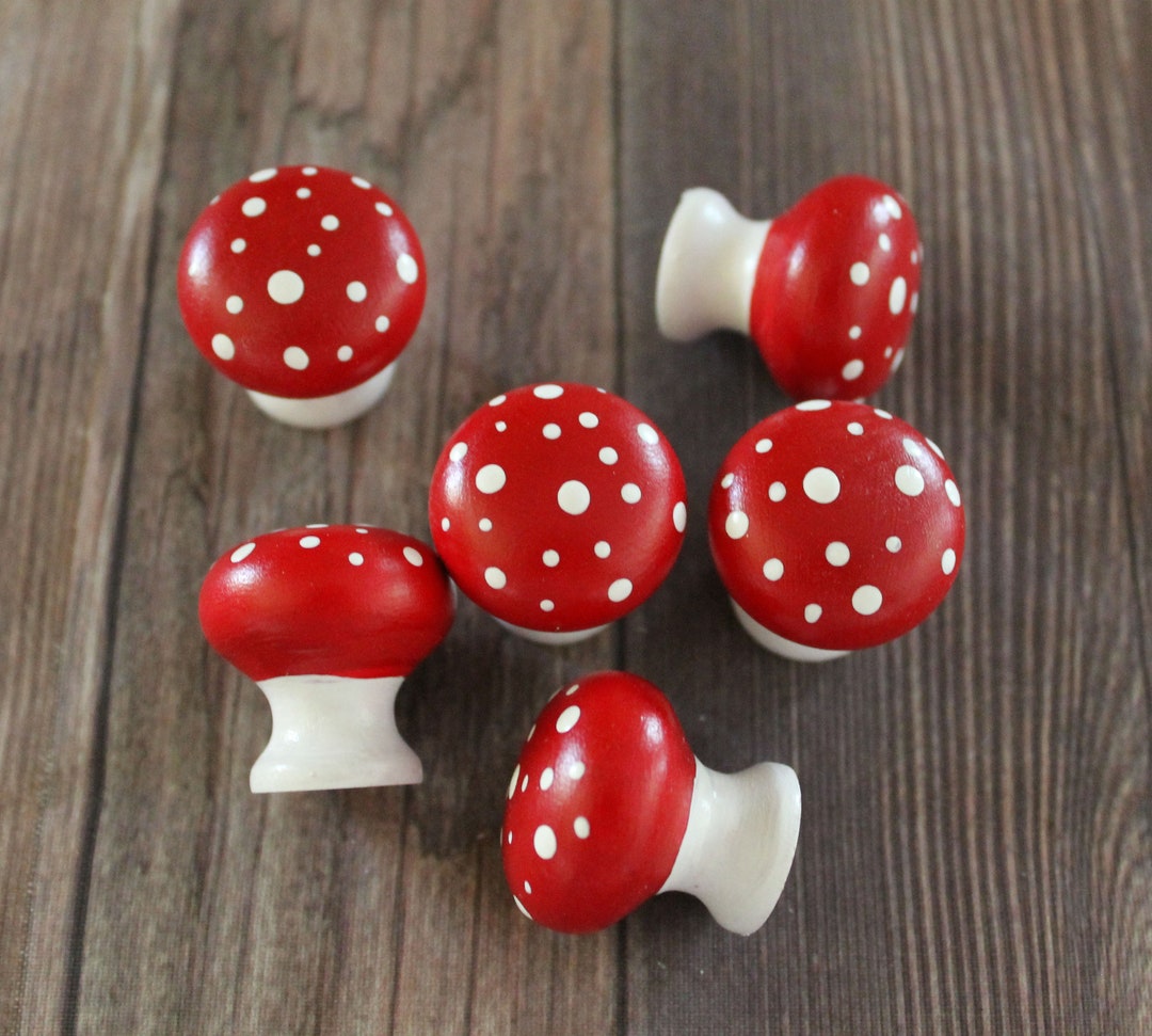 2 Hand Painted Mushroom Cabinet Knobs: Cottagecore Woodland Decor - Etsy