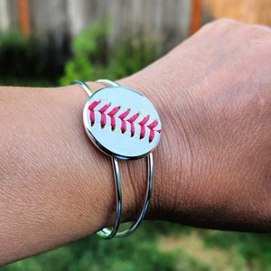 Baseball Bracelet Made from Real Leather Baseballs, Baseball Jewelry, Cuff Bracelet, Baseball Mom, Baseball Gift image 1