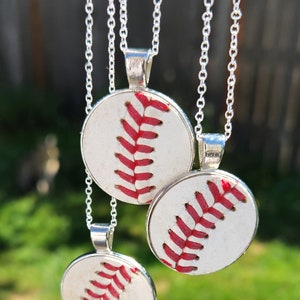 Leather Baseball Necklace with Silver Chain - Unique Sports Gift for Baseball Moms