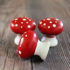 Small Mushroom Cabinet Door Knobs, Cottagecore Decor, Mushie Decor, Woodland Cupboard Knobs, Toadstool Dresser Knobs image 3