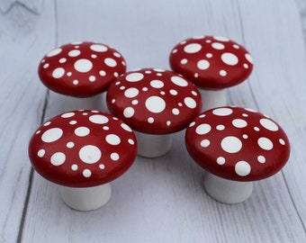 Medium Mushroom Cabinet Door Knobs, Cottagecore Decor, Mushie Decor, Woodland Cupboard Knobs, Toadstool Dresser Knobs