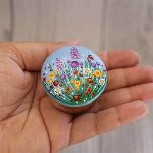 Wildflower Dot Painted Cabinet Dresser Knobs, Wooden Drawer Pulls, Hand Painted Knobs, Kitchen Knobs image 5