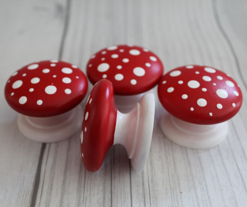 Mushroom Cabinet Door Knobs, Cottagecore Decor, Mushie Decor, Woodland Cupboard Knobs, Toadstool Dresser Knobs image 5