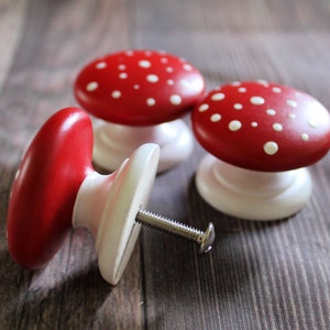 Mushroom Cabinet Door Knobs, Cottagecore Decor, Mushie Decor, Woodland Cupboard Knobs, Toadstool Dresser Knobs image 8