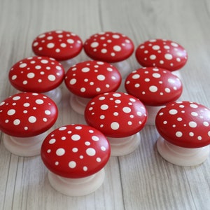 Mushroom Cabinet Door Knobs, Cottagecore Decor, Mushie Decor, Woodland Cupboard Knobs, Toadstool Dresser Knobs image 2