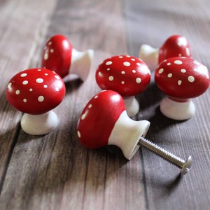 Small Mushroom Cabinet Door Knobs, Cottagecore Decor, Mushie Decor, Woodland Cupboard Knobs, Toadstool Dresser Knobs image 5