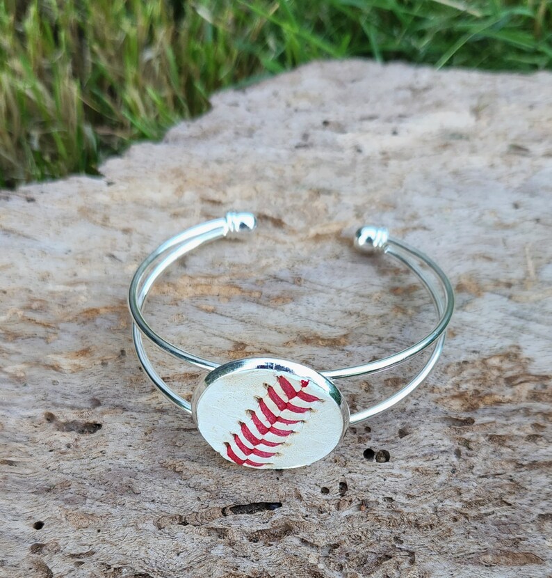 Baseball Bracelet Made from Real Leather Baseballs, Baseball Jewelry, Cuff Bracelet, Baseball Mom, Baseball Gift image 4