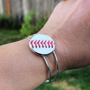 Baseball Bracelet Made from Real Leather Baseballs, Baseball Jewelry, Cuff Bracelet, Baseball Mom, Baseball Gift image 3