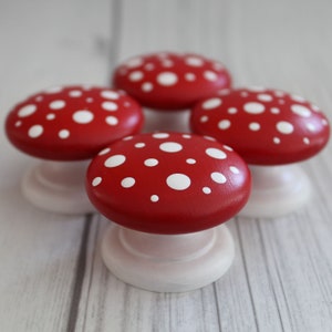 Hand Painted Mushroom Cabinet Knobs: Cottagecore Toadstool Decor