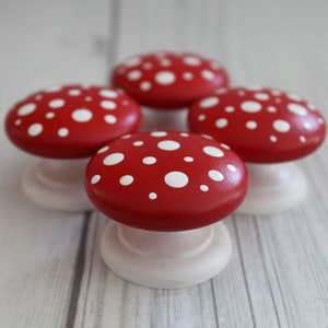 Mushroom Cabinet Door Knobs, Cottagecore Decor, Mushie Decor, Woodland Cupboard Knobs, Toadstool Dresser Knobs image 1