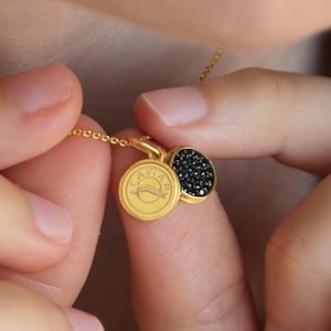 Collier à breloques caviar, collier alimentaire minimaliste en argent sterling, bijoux d'amitié