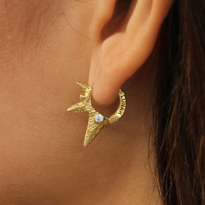 Star Huggie Hoops, Textured huggie hoop earrings