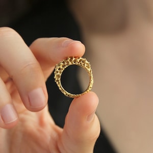 Slim Beaded Eternity Ring, Minimalist sterling silver promise ring, Delicate textured gold ring