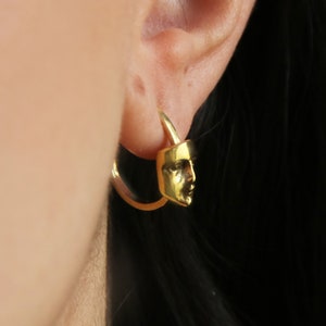 Slim Morfi Moon Hoops, Sterling silver huggie hoop earrings, Small crescent moon hoop earrings