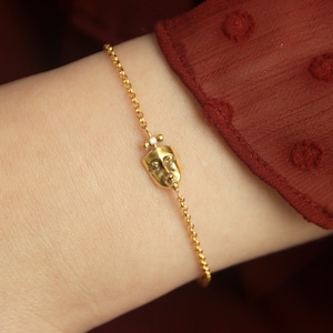 Morfi Chain Bracelet, Sterling silver celestial moon bracelet, Delicate gold moon bracelet