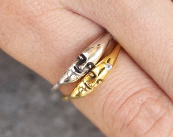 Topaz Moon Ring, Crescent Moon Ring, delicate moon ring, Sterling silver ring, Anniversary ring, gold plated, Dainty ring, promise ring