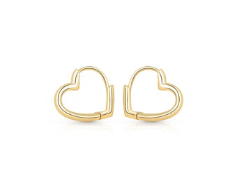 Heart Huggie Earrings, heart hoop earrings, delicate star earrings, dainty earrings, gift for girlfriend