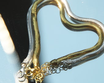 Snake chain bracelet, Charm Bracelet, Solid sterling silver chain bracelet, Delicate silver bracelet, Gifts for her