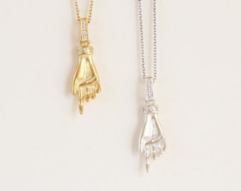 Gold Hamsa Necklace, Tiny Gold Hamsa Necklace, Luck Necklace, Gold Hamsa Necklace, Gold Chain Necklace